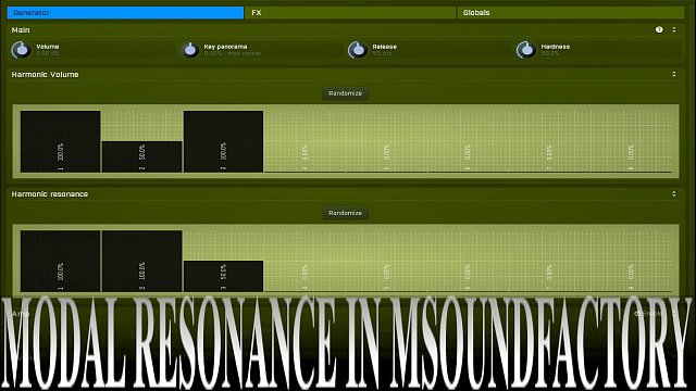 Modal Filter Resonance control in MSoundFactory